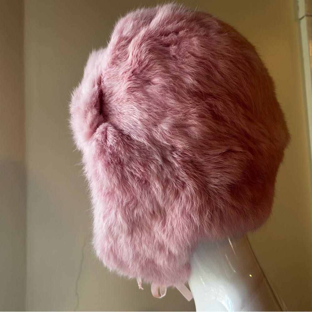Pink 100% Rabbit Fur Hat One Size